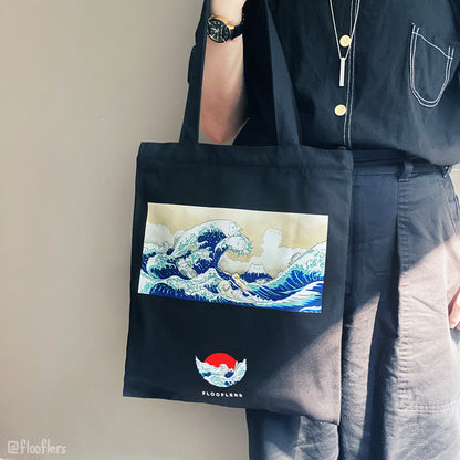 Catagawa Wave - Black Tote Bag