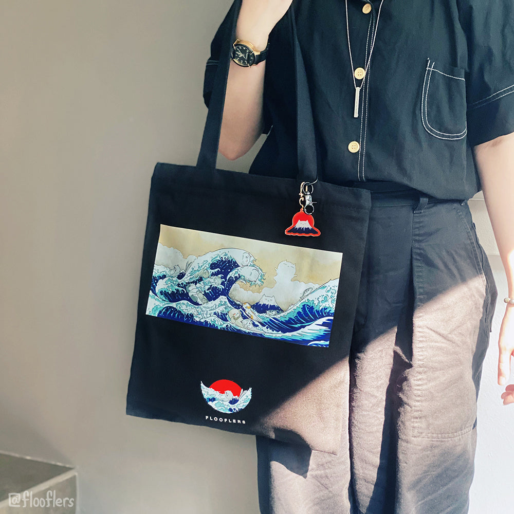 Catagawa Wave - Black Tote Bag