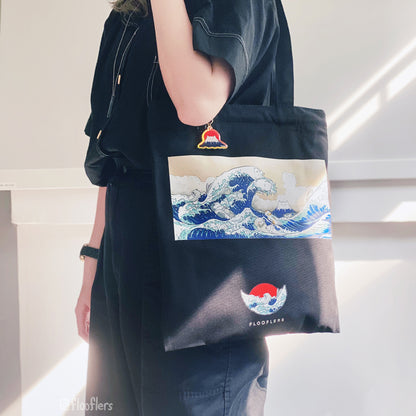 Catagawa Wave - Black Tote Bag