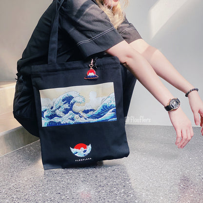 Catagawa Wave - Black Tote Bag