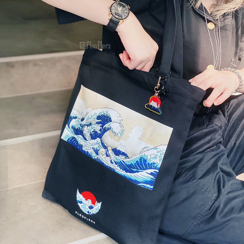 Catagawa Wave - Black Tote Bag